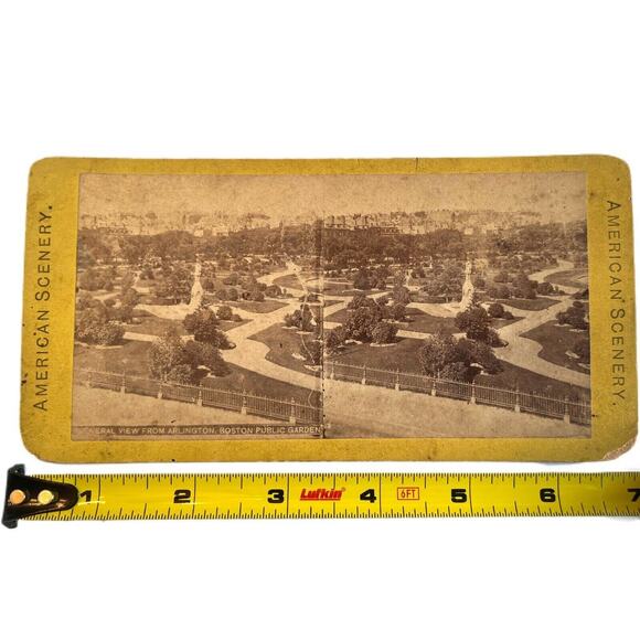 Antique Stereoscope Photo Card American ViewsView From Arlington Boston Gardens - Picture 2 of 4